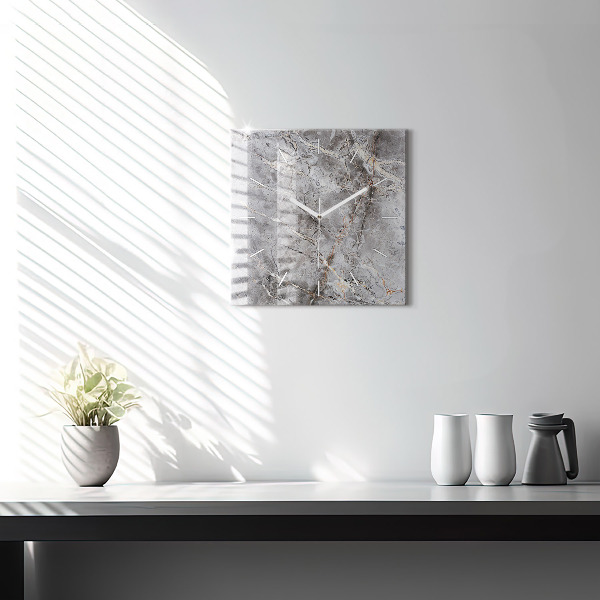 Square wall clock Gray granite marble