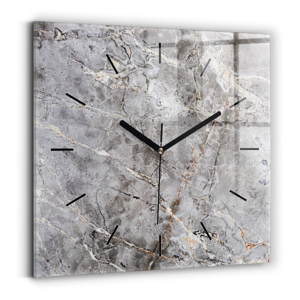 Square wall clock Gray granite marble