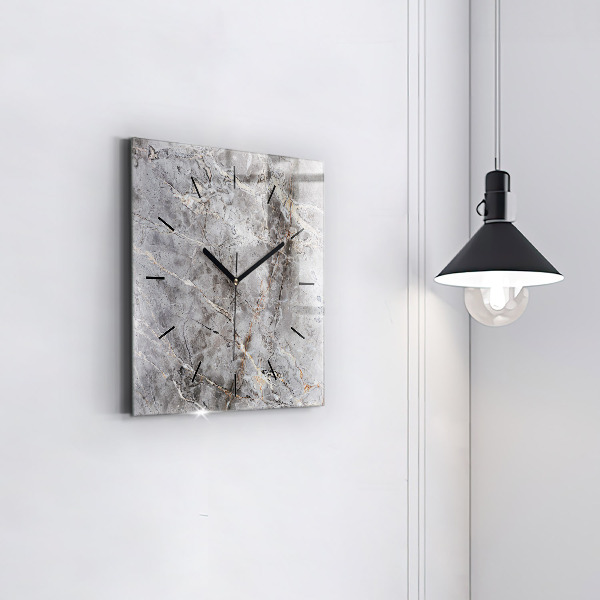 Square wall clock Gray granite marble