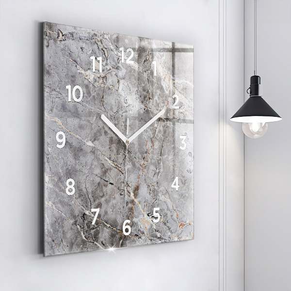 Square wall clock Gray granite marble