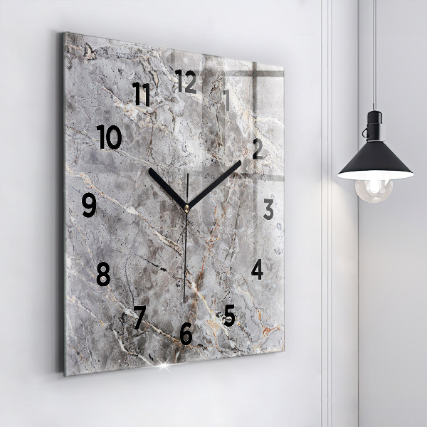 Square wall clock Gray granite marble