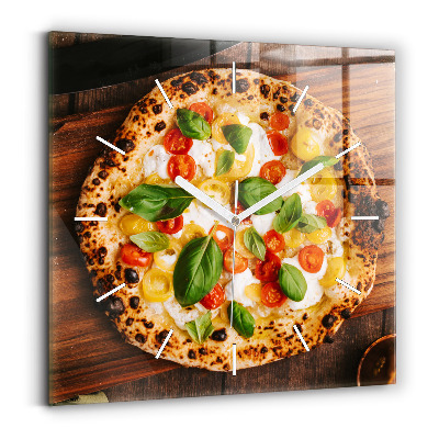 Square wall clock Italian pizza
