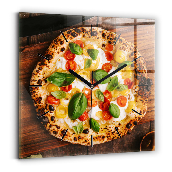 Square wall clock Italian pizza