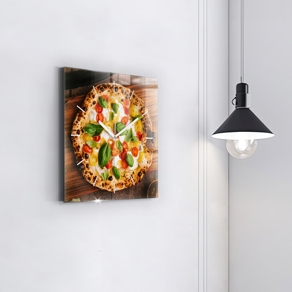 Square wall clock Italian pizza
