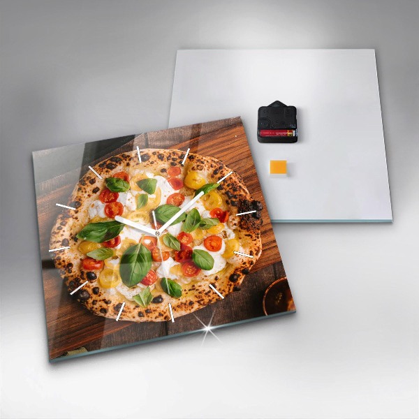 Square wall clock Italian pizza
