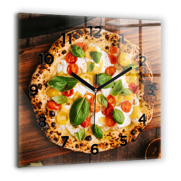 Square wall clock Italian pizza