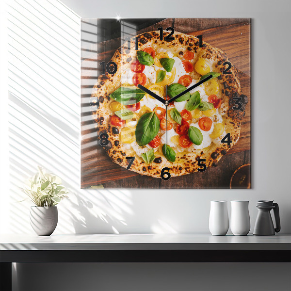 Square wall clock Italian pizza