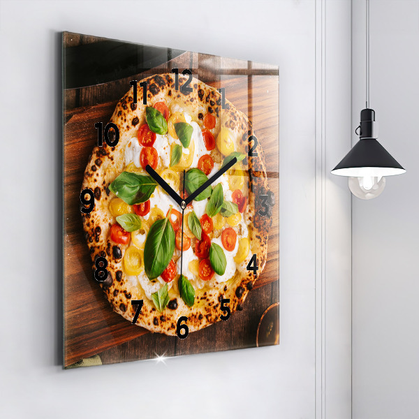 Square wall clock Italian pizza
