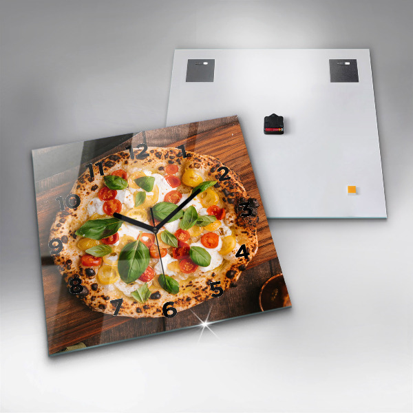Square wall clock Italian pizza