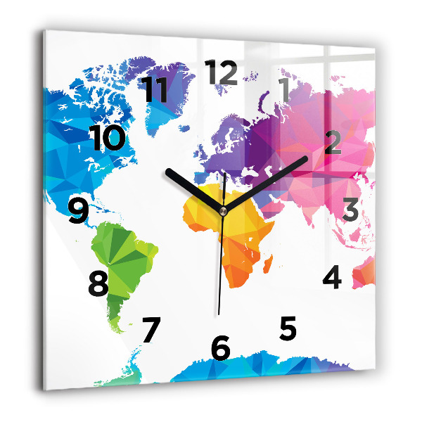 Square wall clock Abstract world map