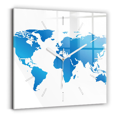 Square wall clock World map