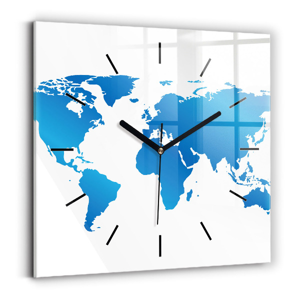 Square wall clock World map