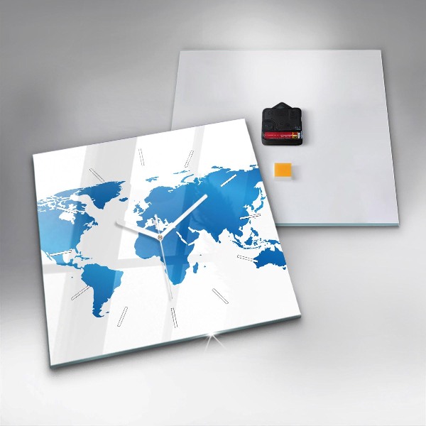 Square wall clock World map