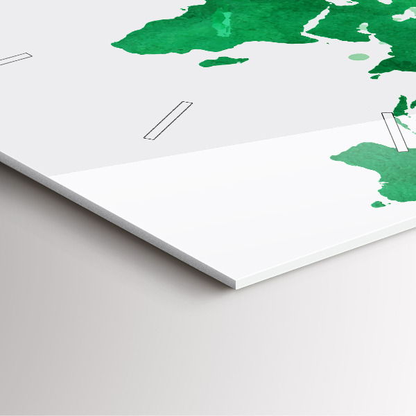 Square wall clock Green world map