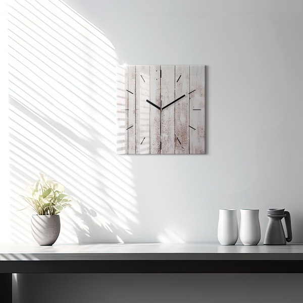 Square wall clock Light wood planks