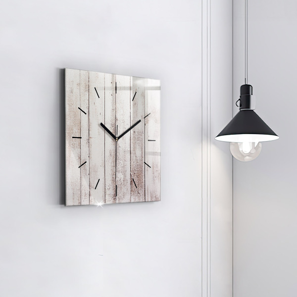Square wall clock Light wood planks