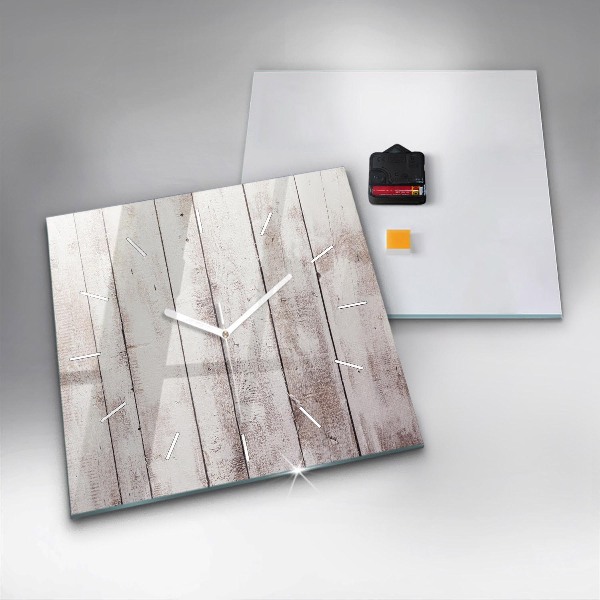 Square wall clock Light wood planks