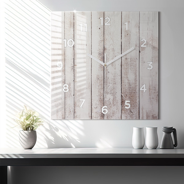 Square wall clock Light wood planks