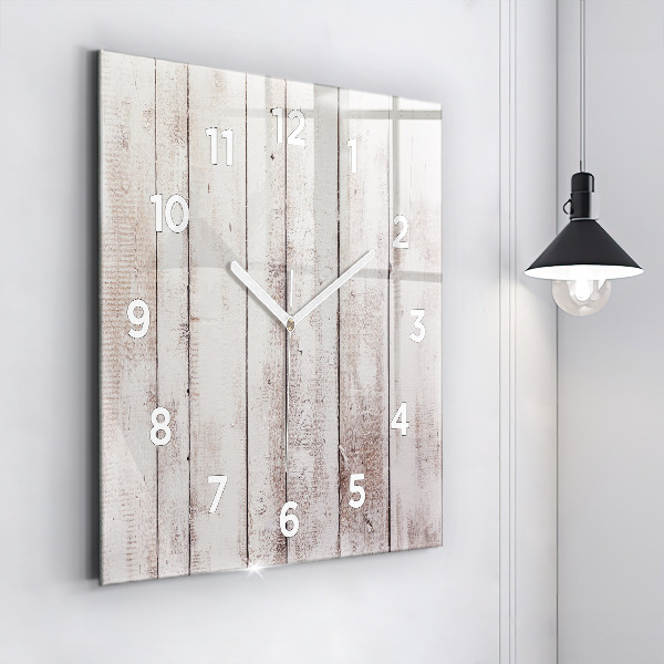 Square wall clock Light wood planks