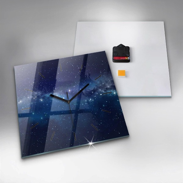 Square wall clock Dark sky stars
