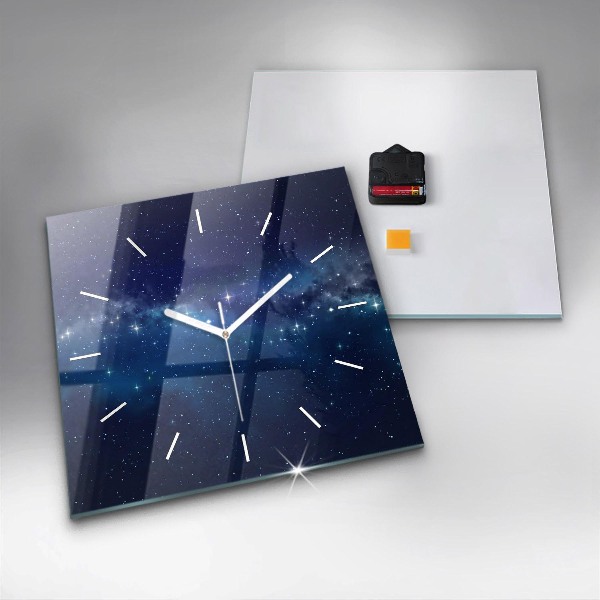 Square wall clock Dark sky stars
