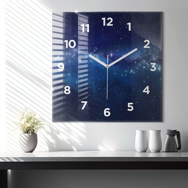 Square wall clock Dark sky stars