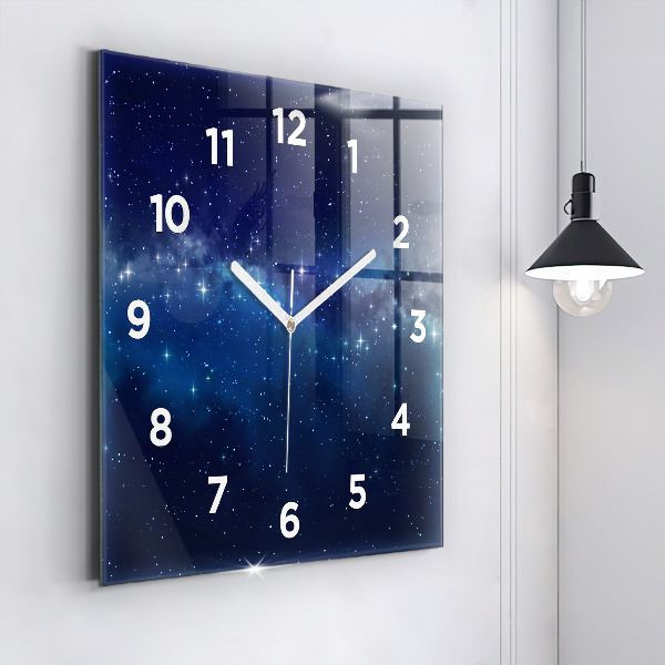 Square wall clock Dark sky stars