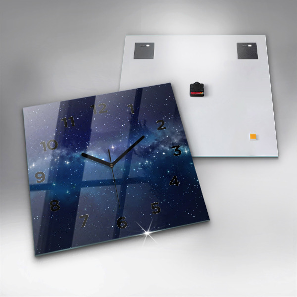 Square wall clock Dark sky stars