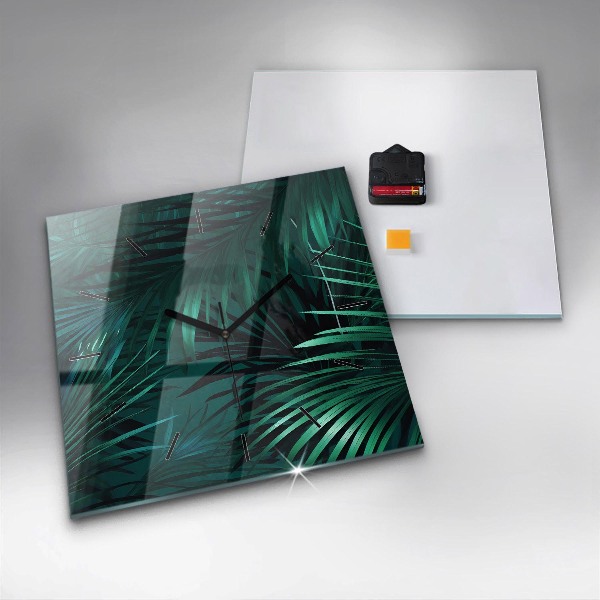 Square wall clock Tropical leaves