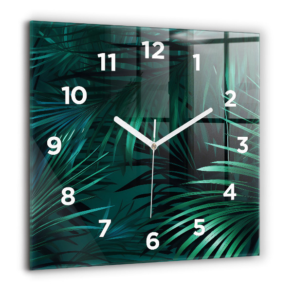 Square wall clock Tropical leaves