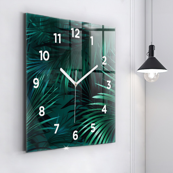 Square wall clock Tropical leaves