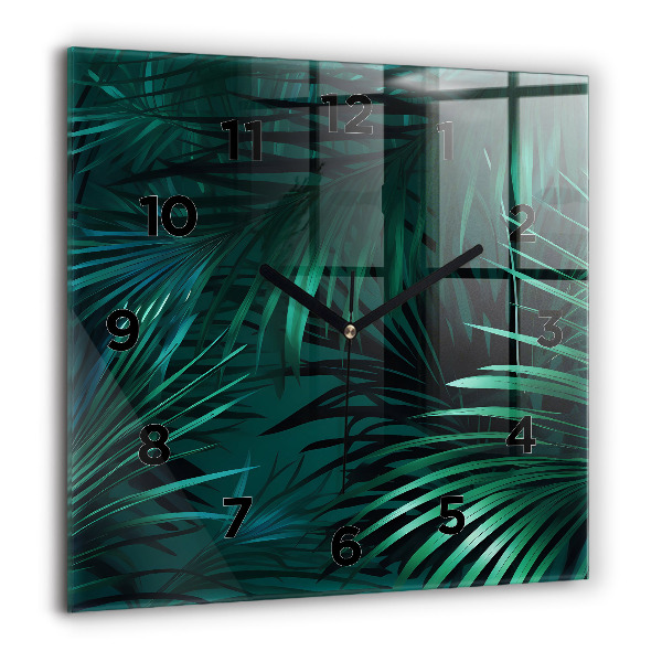 Square wall clock Tropical leaves