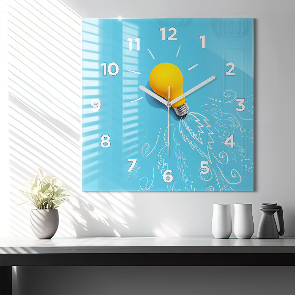 Square wall clock Light bulb drawing