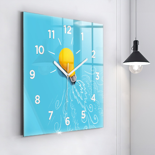 Square wall clock Light bulb drawing