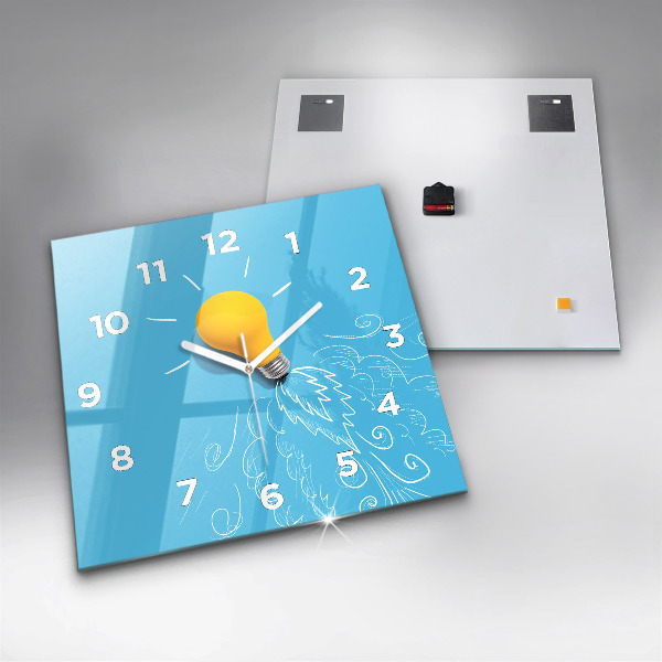 Square wall clock Light bulb drawing