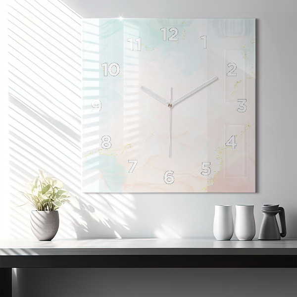 Square wall clock Watercolor marble
