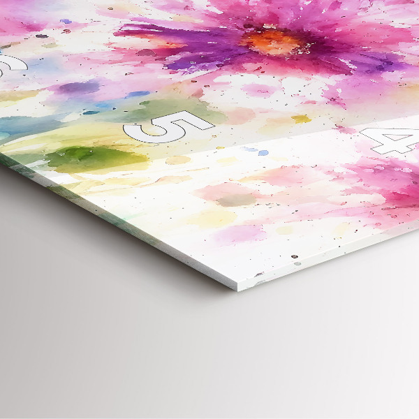 Square wall clock Painted flowers