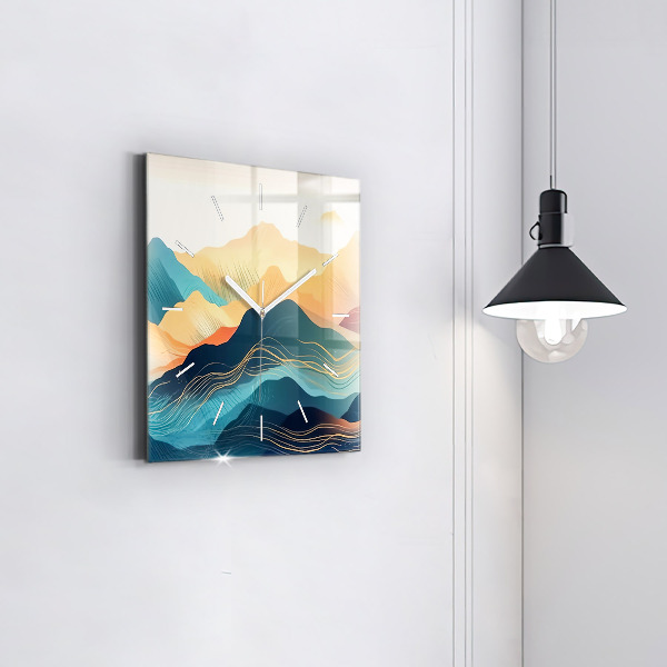 Square wall clock Mountain landscape