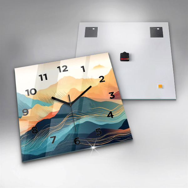 Square wall clock Mountain landscape