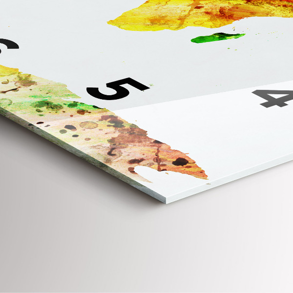 Square wall clock Watercolor world map