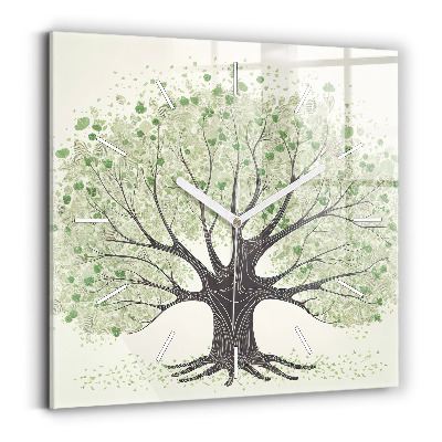 Square wall clock Big tree nature