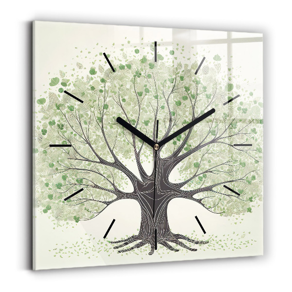 Square wall clock Big tree nature