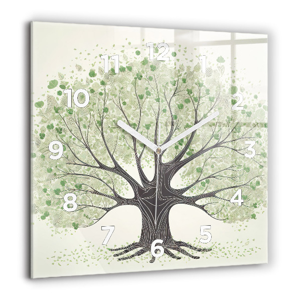 Square wall clock Big tree nature