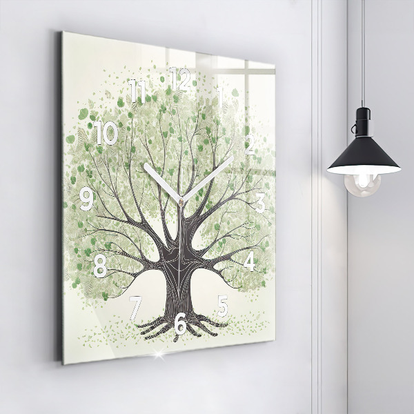 Square wall clock Big tree nature