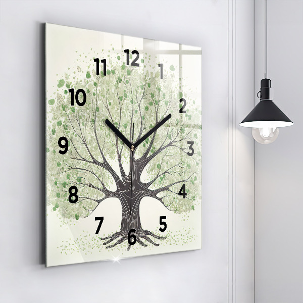 Square wall clock Big tree nature