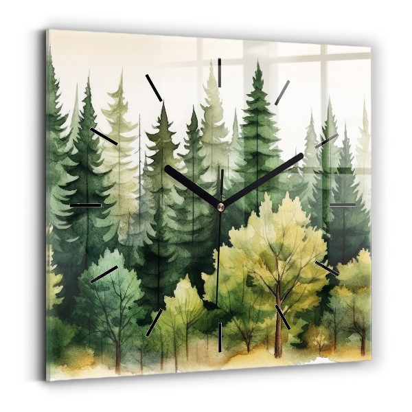 Square wall clock Landscape forest