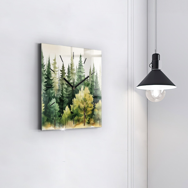 Square wall clock Landscape forest