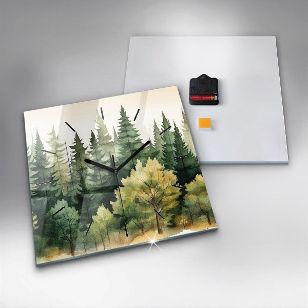 Square wall clock Landscape forest