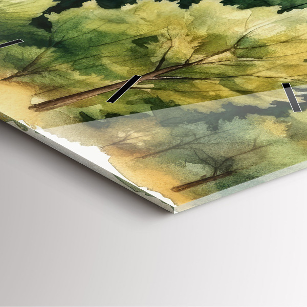 Square wall clock Landscape forest
