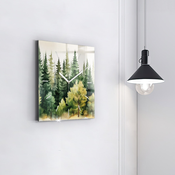 Square wall clock Landscape forest